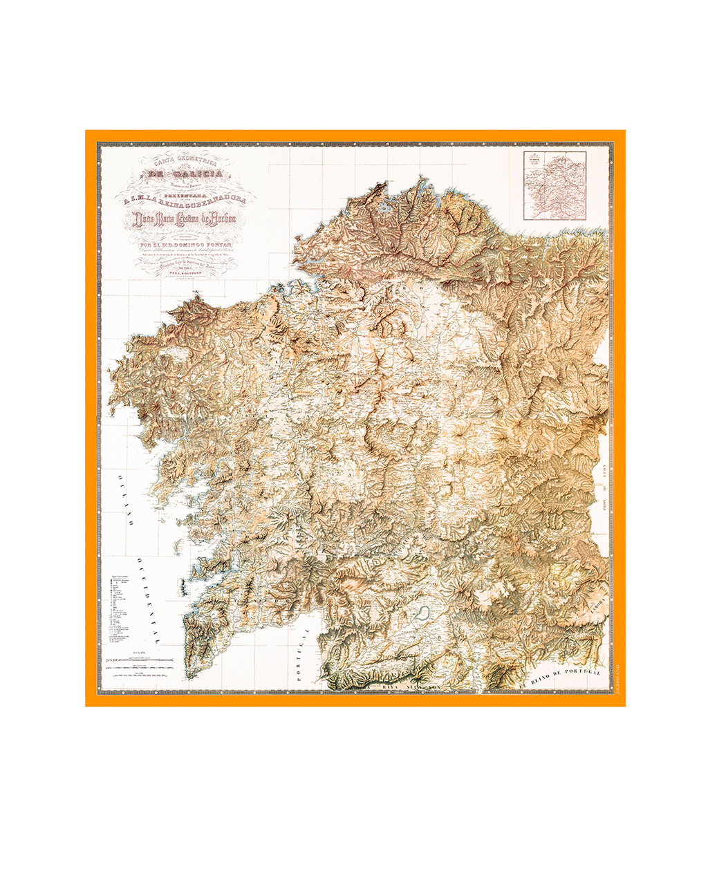 Pañuelo mapa Galicia Domingo Fontán