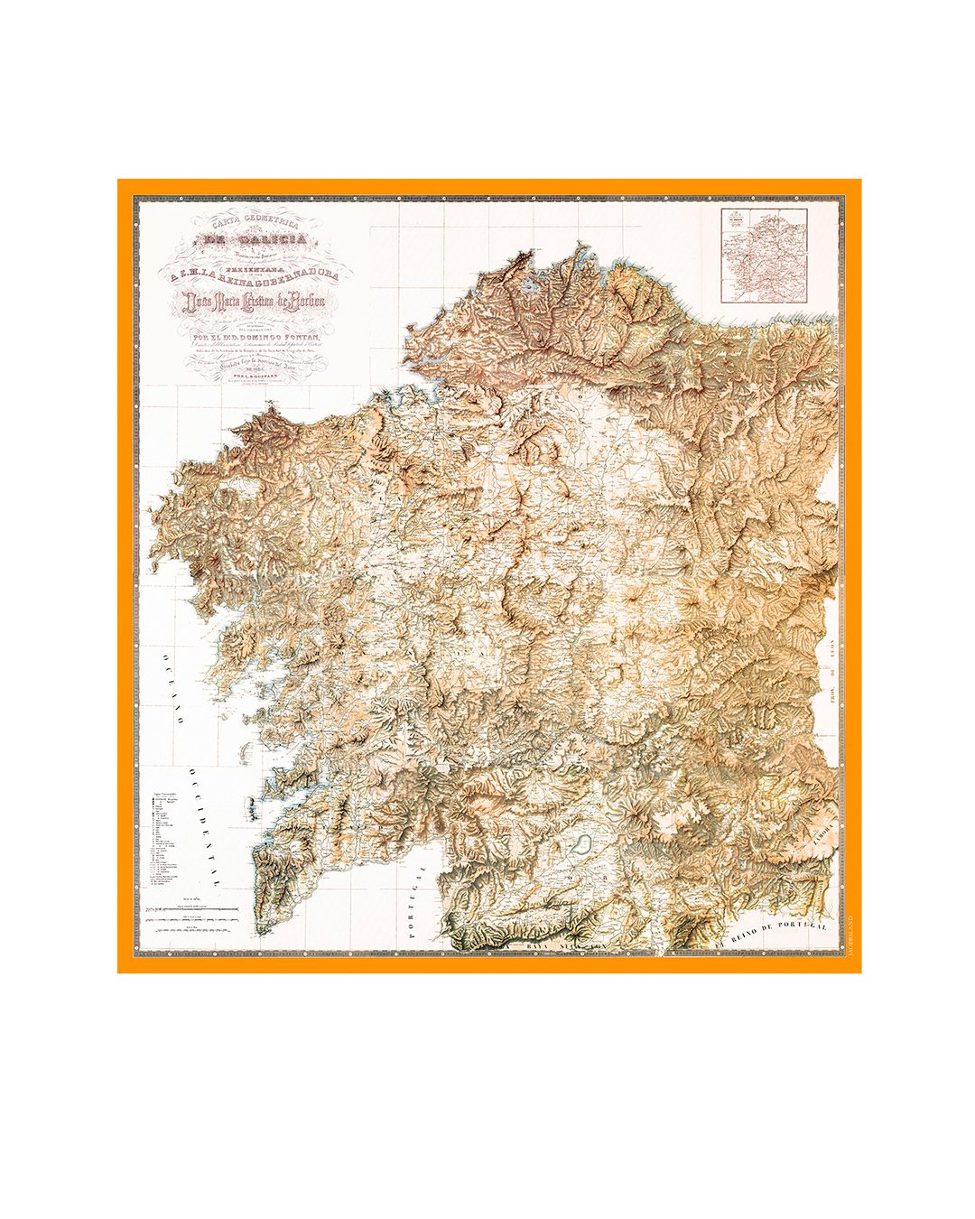 Pañuelo mapa Galicia Domingo Fontán
